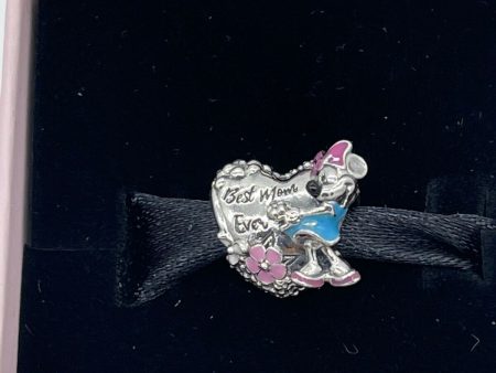 Disney Parks Minnie Mouse Best Mom Ever Heart Pandora Charm 2022 Hot on Sale