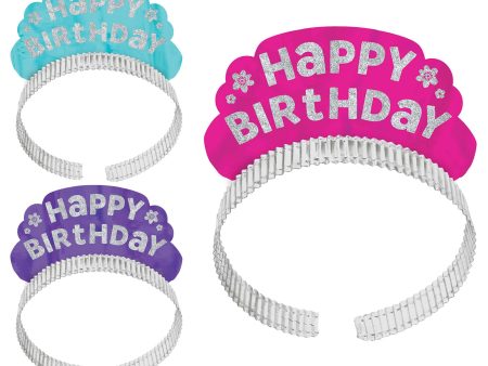 Purple and Teal Happy Birthday Tiara 12pcs on Sale